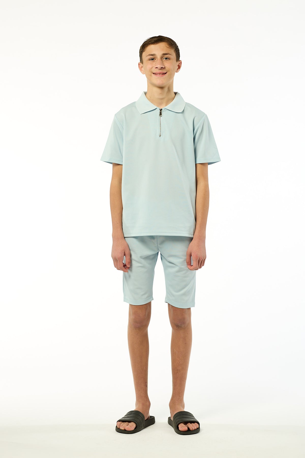 Viral Co-ord Set  Premium Boys Half Zip Holiday Set  in Blue