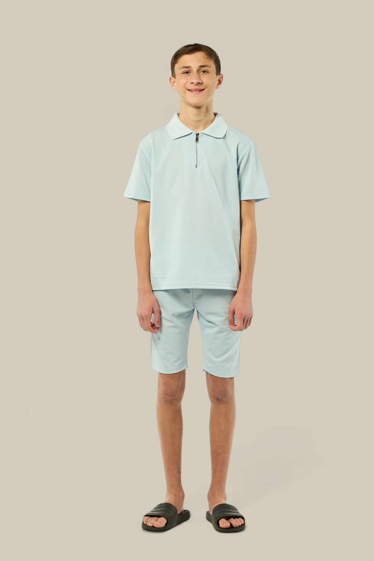 Viral Co-ord Set  Premium Boys Half Zip Holiday Set  in Blue