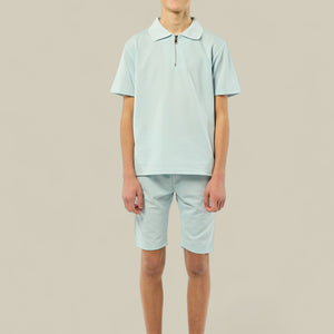 Load image into Gallery viewer, Viral Co-ord Set  Premium Boys Half Zip Holiday Set  in Blue
