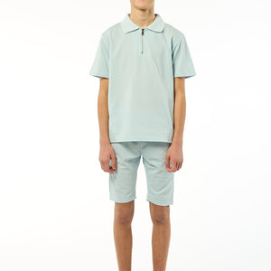 Load image into Gallery viewer, Viral Co-ord Set  Premium Boys Half Zip Holiday Set  in Blue
