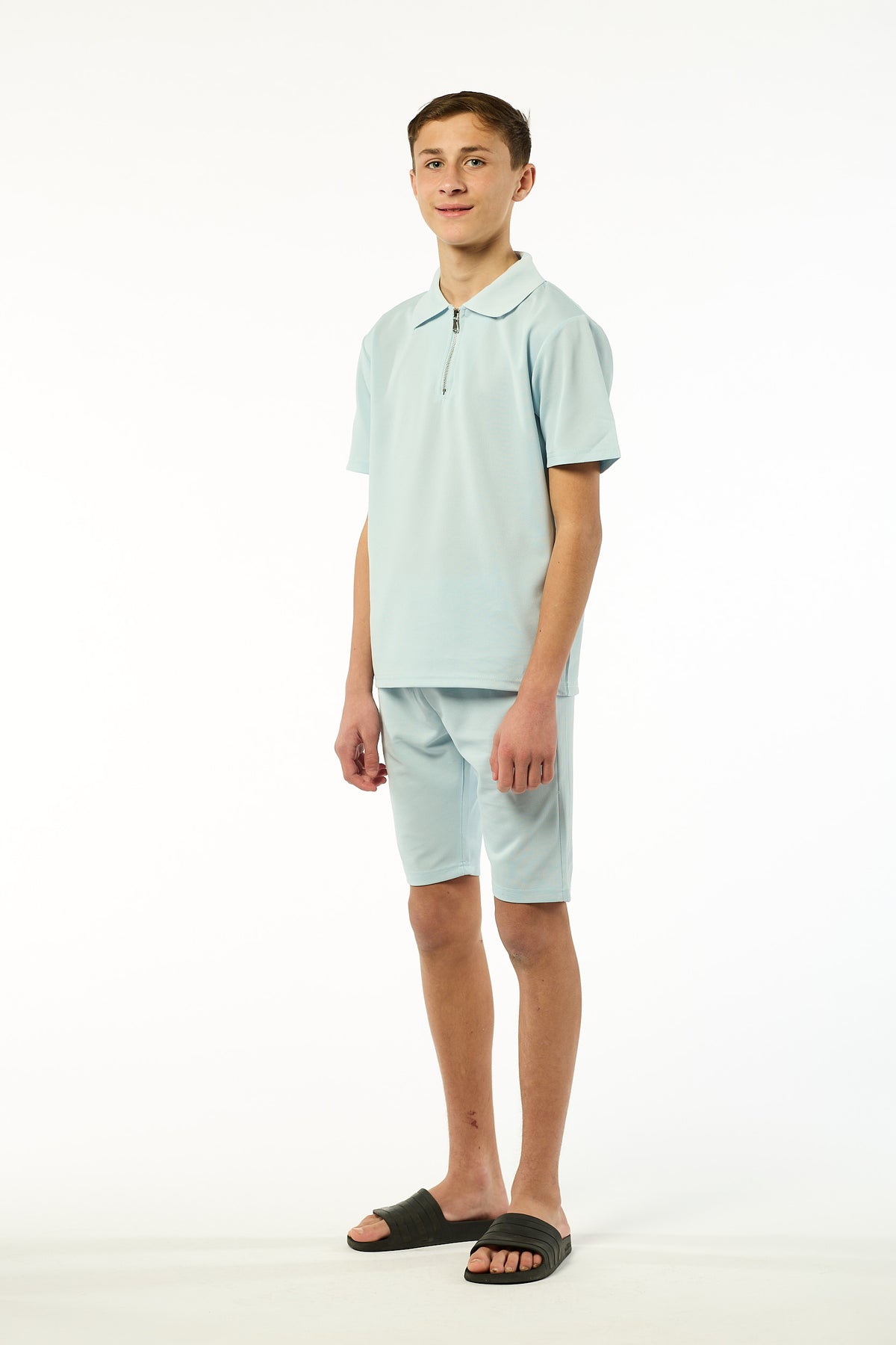 Viral Co-ord Set  Premium Boys Half Zip Holiday Set  in Blue