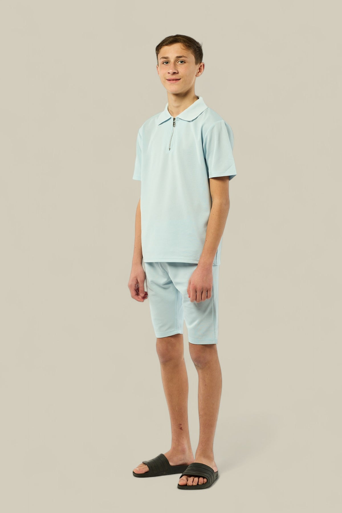 Viral Co-ord Set  Premium Boys Half Zip Holiday Set  in Blue
