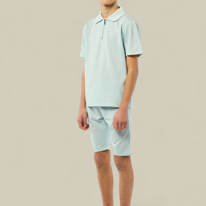 Load image into Gallery viewer, Viral Co-ord Set  Premium Boys Half Zip Holiday Set  in Blue
