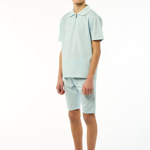 Load image into Gallery viewer, Viral Co-ord Set  Premium Boys Half Zip Holiday Set  in Blue
