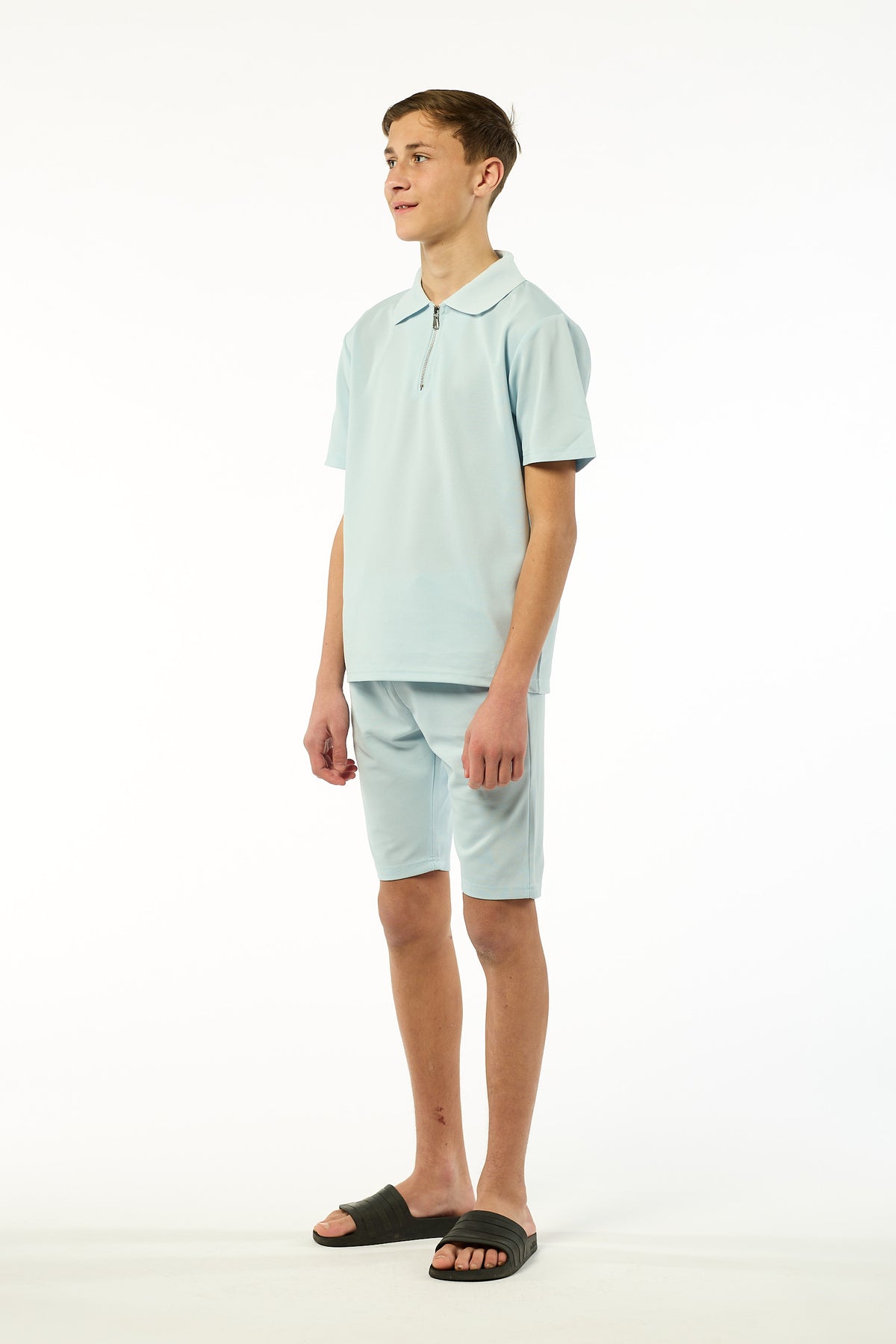 Viral Co-ord Set  Premium Boys Half Zip Holiday Set  in Blue