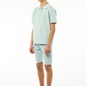 Load image into Gallery viewer, Viral Co-ord Set  Premium Boys Half Zip Holiday Set  in Blue
