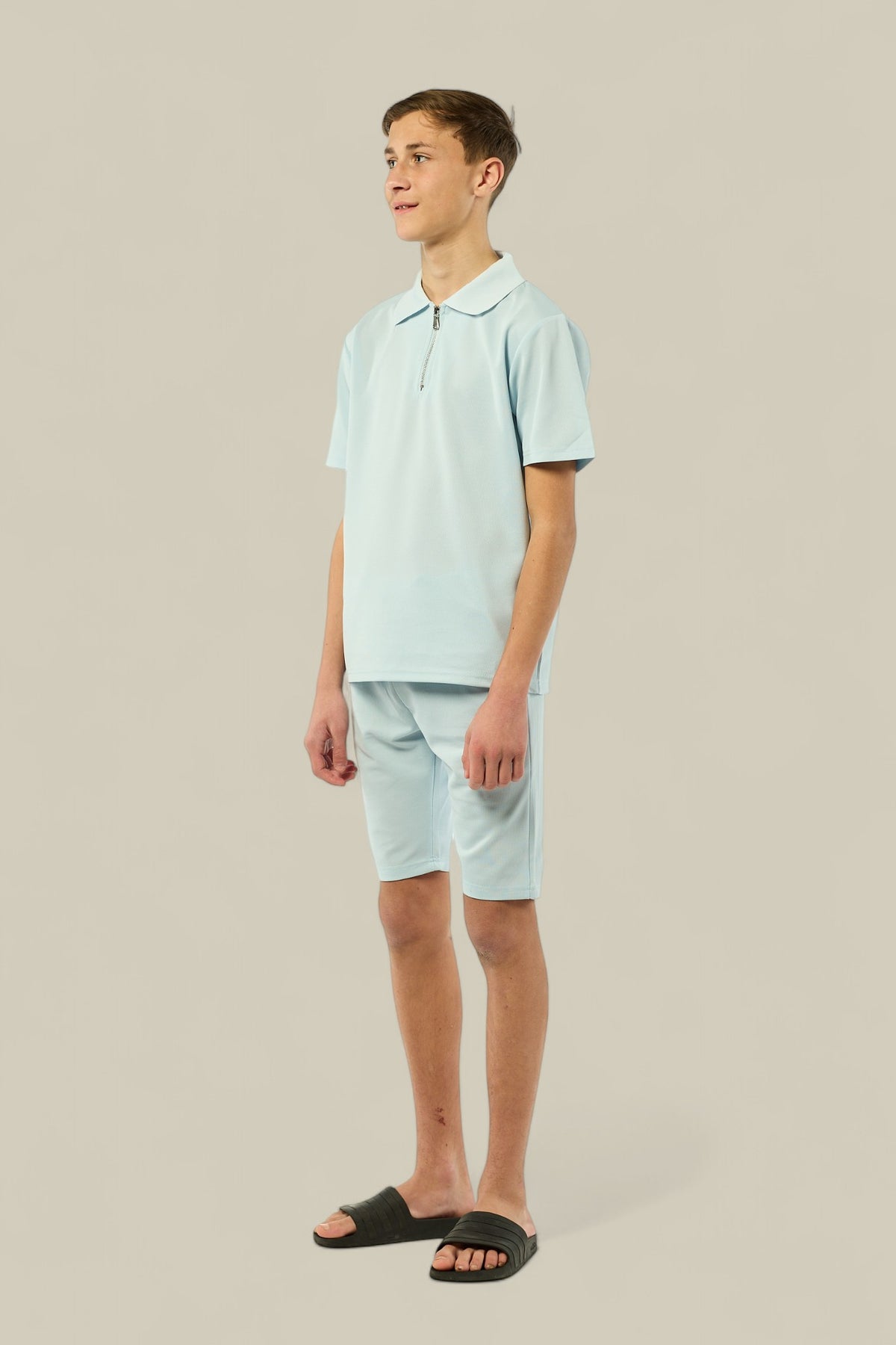 Viral Co-ord Set  Premium Boys Half Zip Holiday Set  in Blue