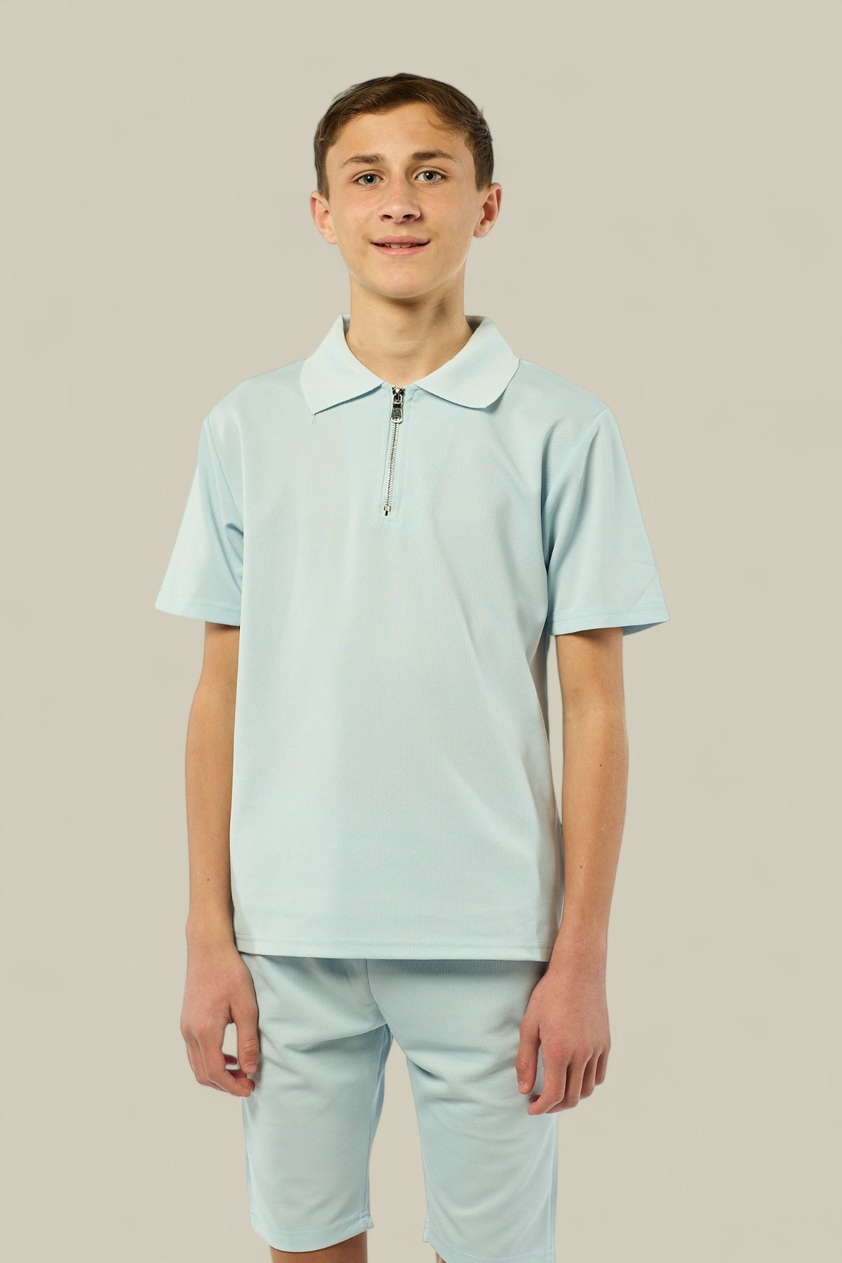 Viral Co-ord Set  Premium Boys Half Zip Holiday Set  in Blue