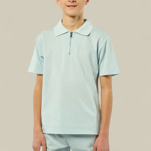 Load image into Gallery viewer, Viral Co-ord Set  Premium Boys Half Zip Holiday Set  in Blue
