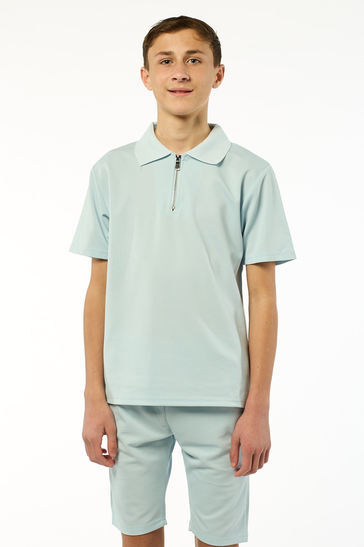 Viral Co-ord Set  Premium Boys Half Zip Holiday Set  in Blue