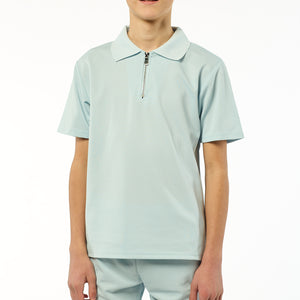 Load image into Gallery viewer, Viral Co-ord Set  Premium Boys Half Zip Holiday Set  in Blue

