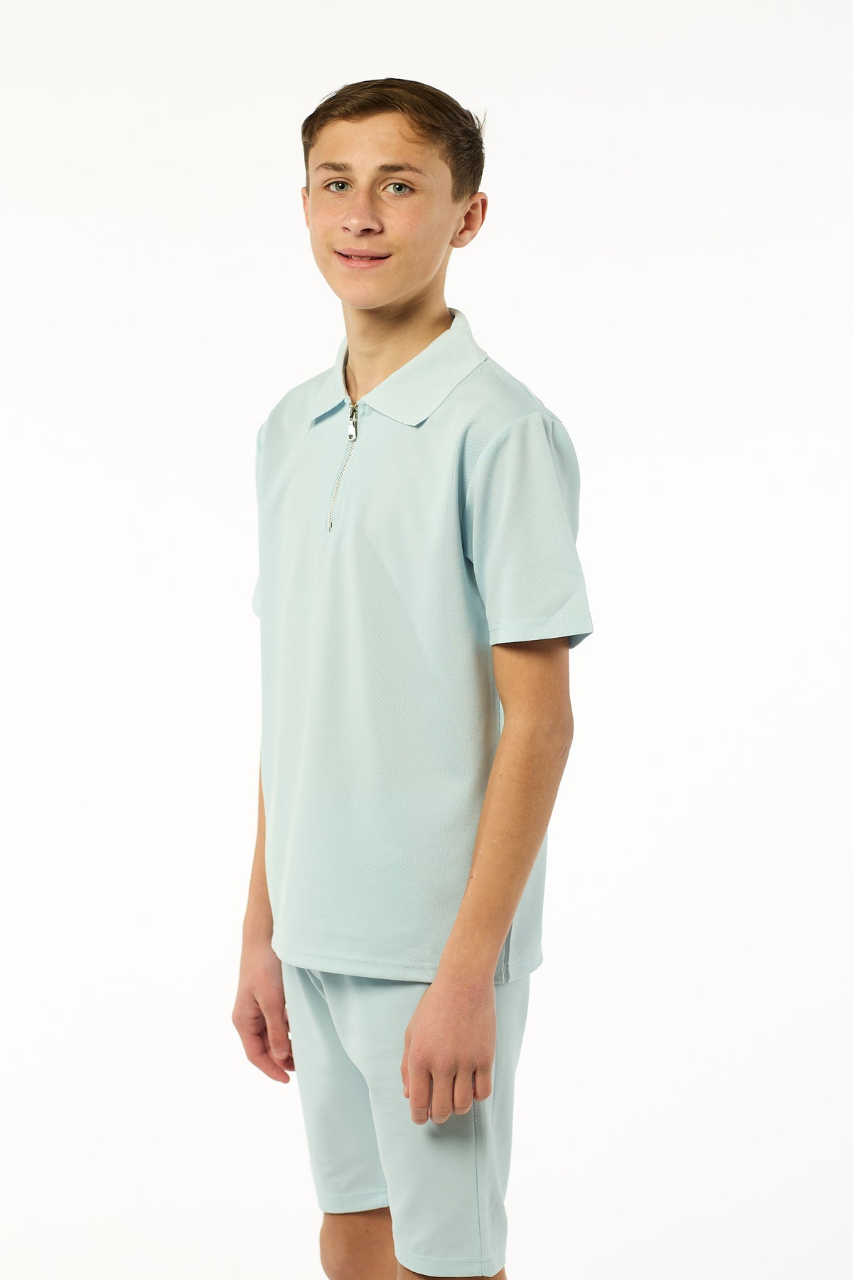 Viral Co-ord Set  Premium Boys Half Zip Holiday Set  in Blue
