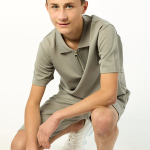 Load image into Gallery viewer, Viral Co-ord Set  Premium Boys Half Zip Holiday Set in Green
