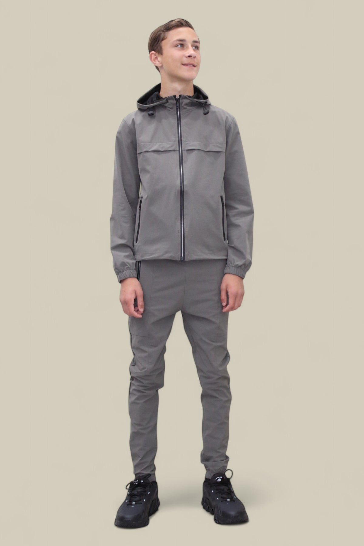 Joey Smart Zipped  Tracksuit- NBJ-195 Khaki Grey