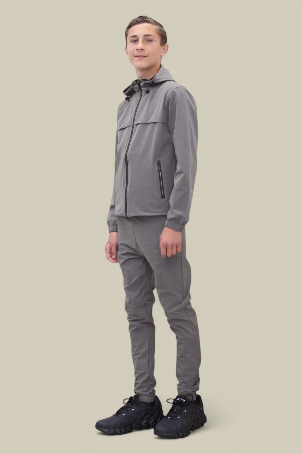 Joey Smart Zipped  Tracksuit- NBJ-195 Khaki Grey