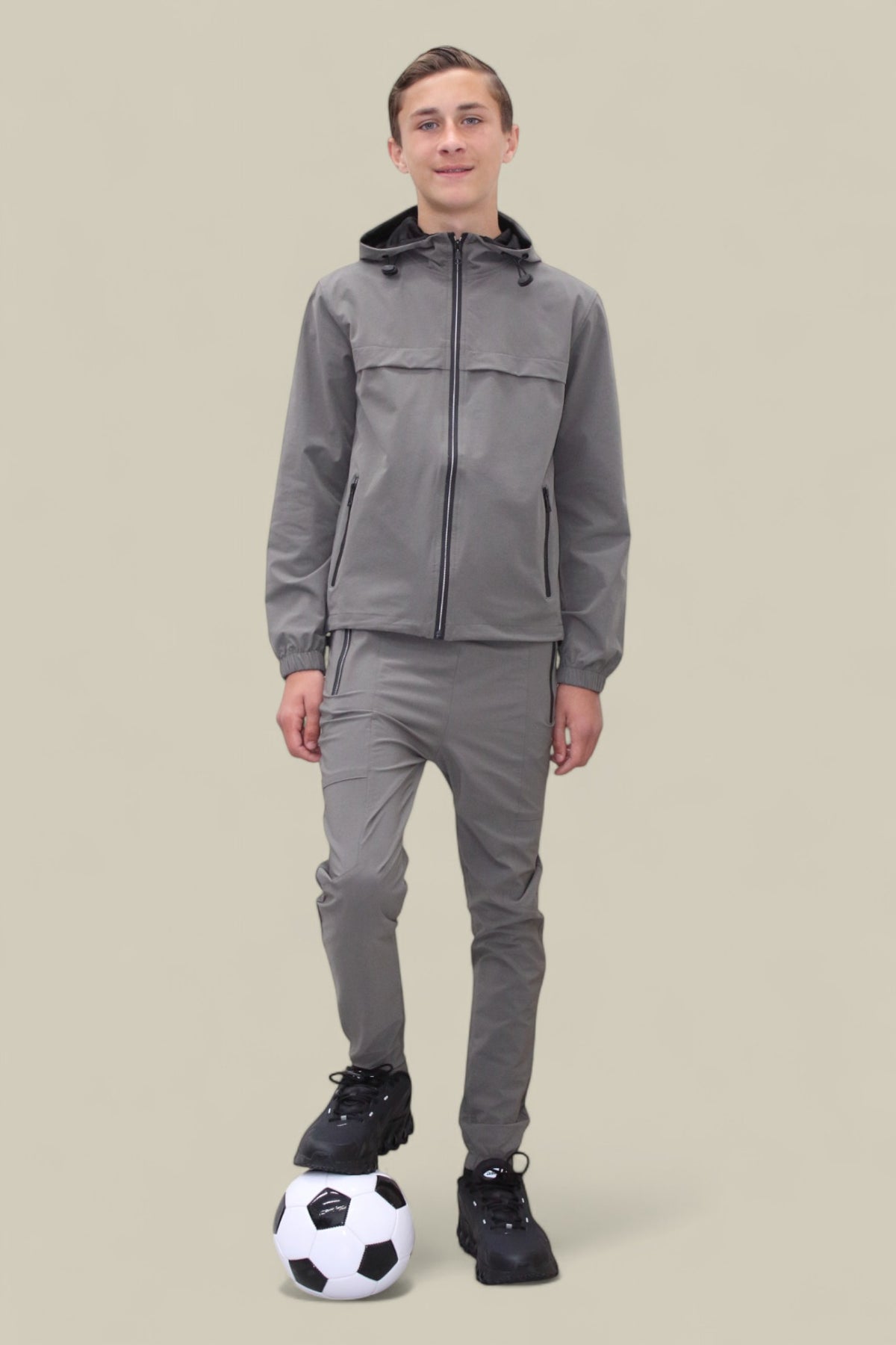 Joey Smart Zipped  Tracksuit- NBJ-195 Khaki Grey