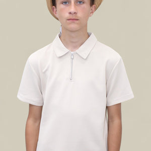 Load image into Gallery viewer, Jaxon Premium Boys Half Zip Holiday Set Pique Luxury Fabric Beige
