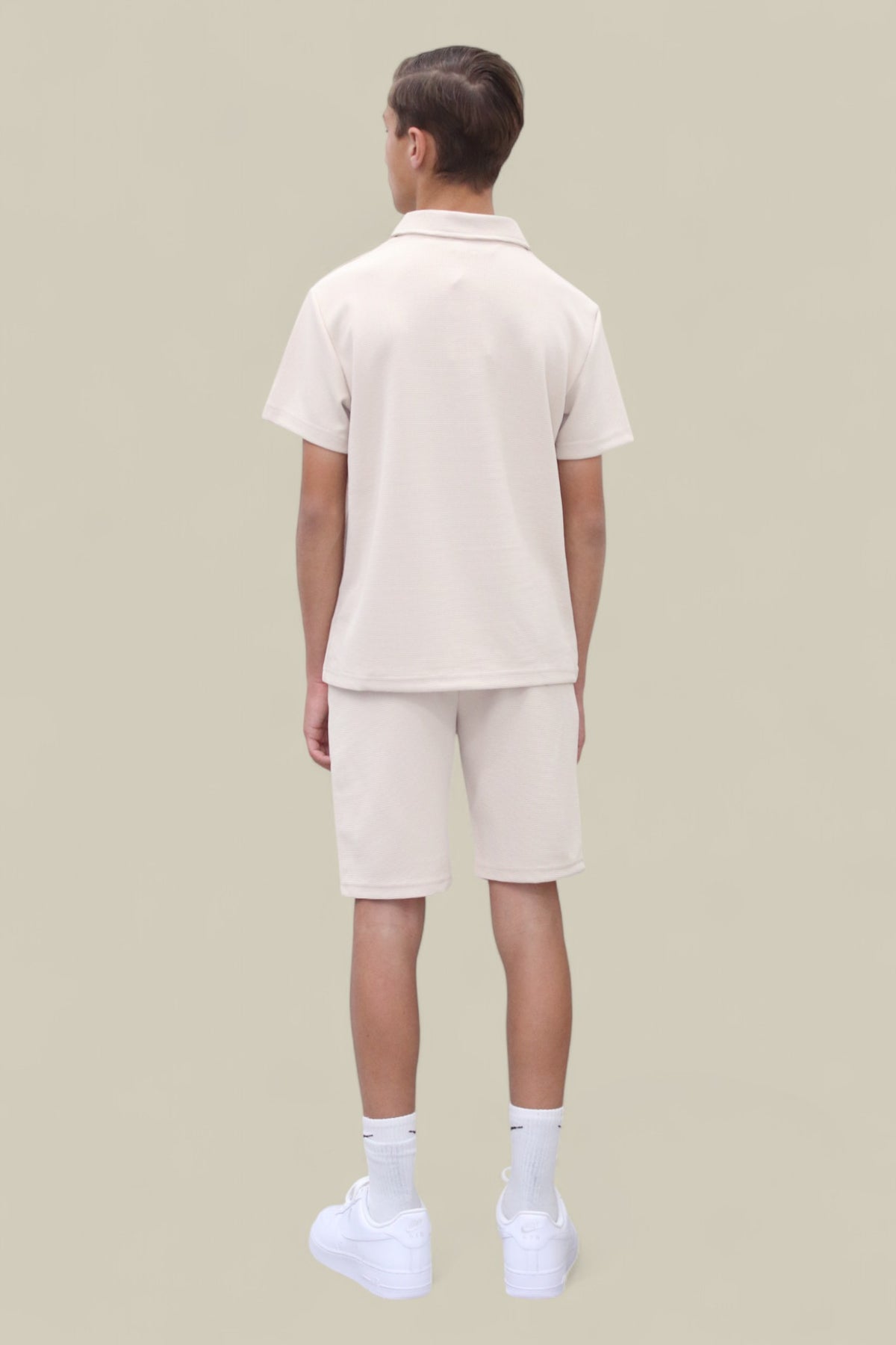 Jaxon Premium Boys Half Zip Holiday Set Pique Luxury Fabric Beige