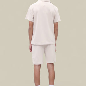 Load image into Gallery viewer, Jaxon Premium Boys Half Zip Holiday Set Pique Luxury Fabric Beige
