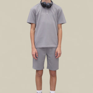 Load image into Gallery viewer, Jaxon Premium Boys Half Zip Holiday Set Pique Luxury Fabric Grey
