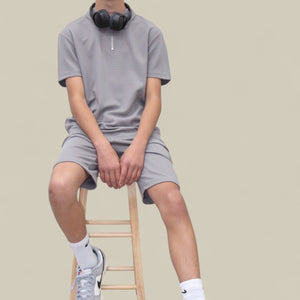 Load image into Gallery viewer, Jaxon Premium Boys Half Zip Holiday Set Pique Luxury Fabric Grey
