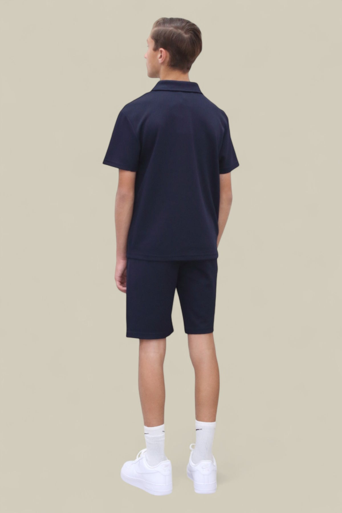 Jaxon Premium Boys Half Zip Holiday Set Pique Luxury Fabric Navy