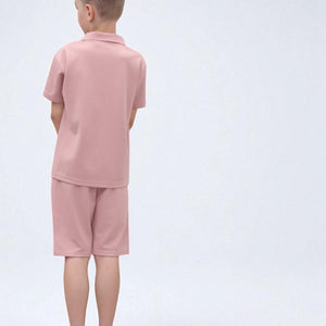 Load image into Gallery viewer, Viral Co-ord Set  Premium Boys Half Zip Holiday Set  in Pink
