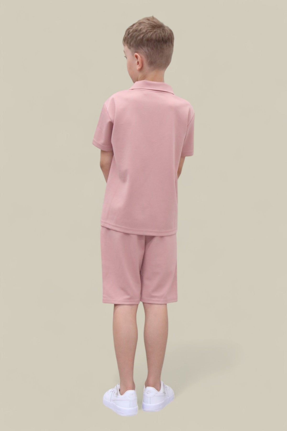 Viral Co-ord Set  Premium Boys Half Zip Holiday Set  in Pink