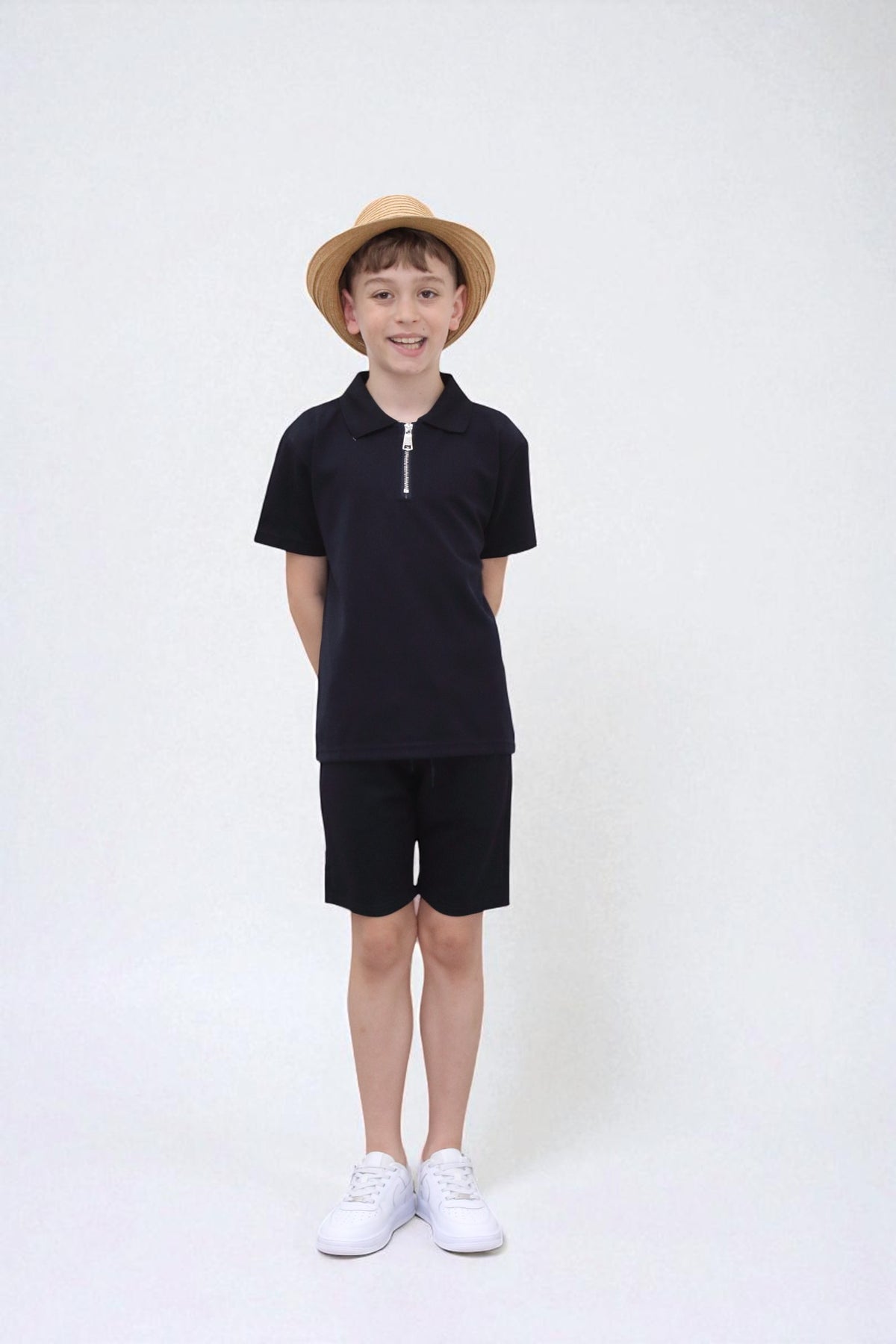 Viral Co-ord Set  Premium Boys Half Zip Holiday Set  in Navy