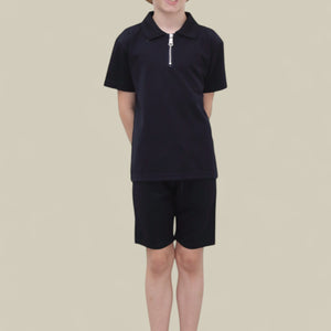 Load image into Gallery viewer, Viral Co-ord Set  Premium Boys Half Zip Holiday Set  in Navy
