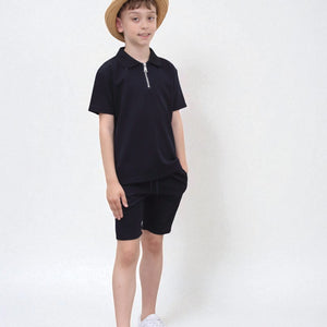 Load image into Gallery viewer, Viral Co-ord Set  Premium Boys Half Zip Holiday Set  in Navy
