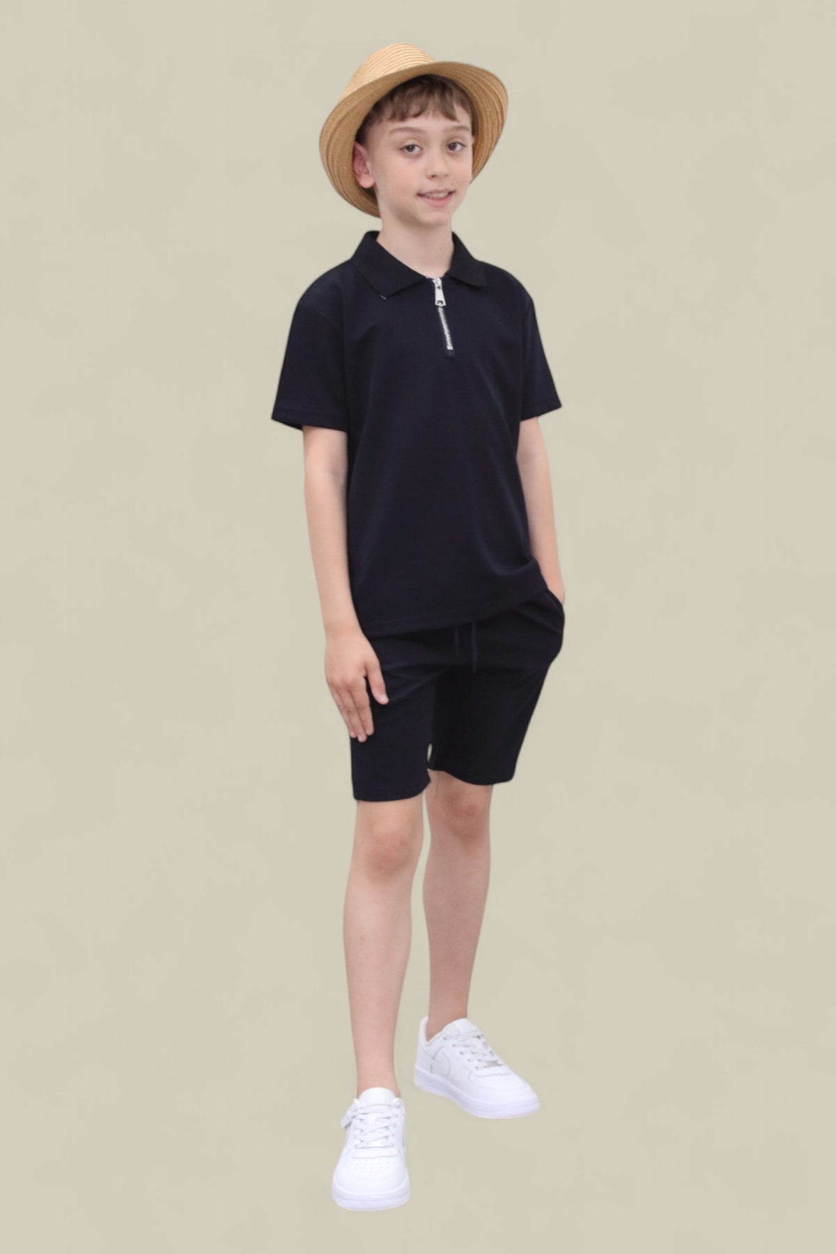 Viral Co-ord Set  Premium Boys Half Zip Holiday Set  in Navy