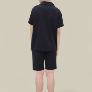 Load image into Gallery viewer, Viral Co-ord Set  Premium Boys Half Zip Holiday Set  in Navy
