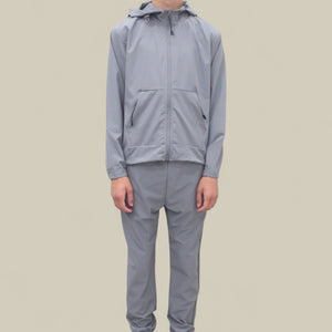 Load image into Gallery viewer, Troy Premium Nylon Winder Breaker Tracksuit Set BJ07N in Light Grey
