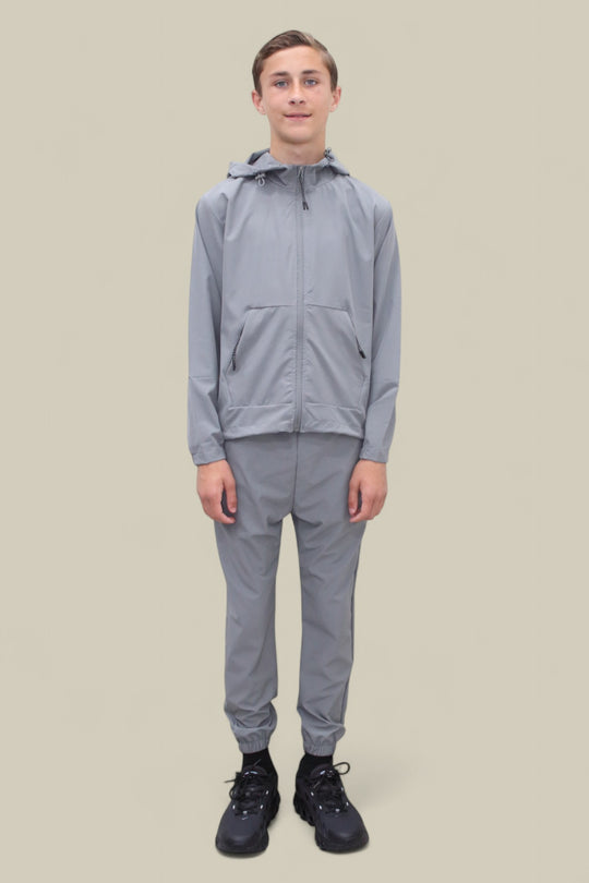 Troy Premium Nylon Winder Breaker Tracksuit Set BJ07N in Light Grey