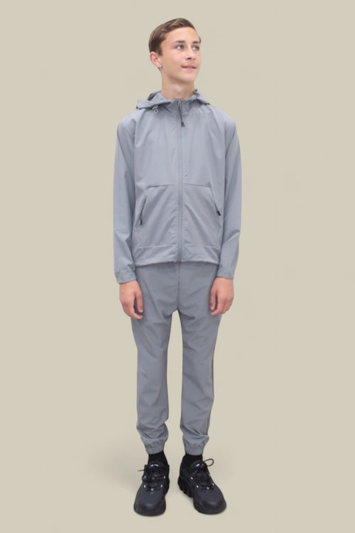 Troy Premium Nylon Winder Breaker Tracksuit Set BJ07N in Light Grey