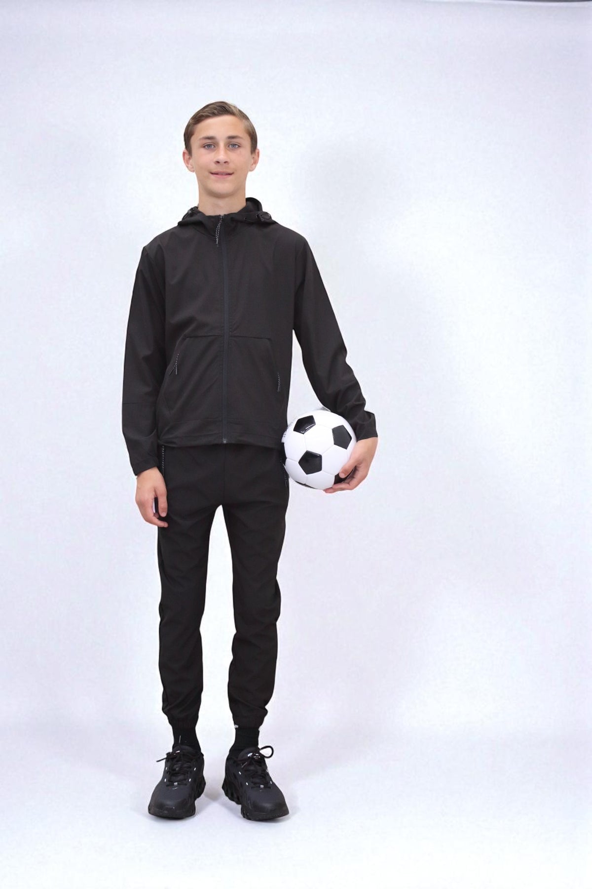 Troy Premium Nylon Winder Breaker Tracksuit Set BJ07N in Black