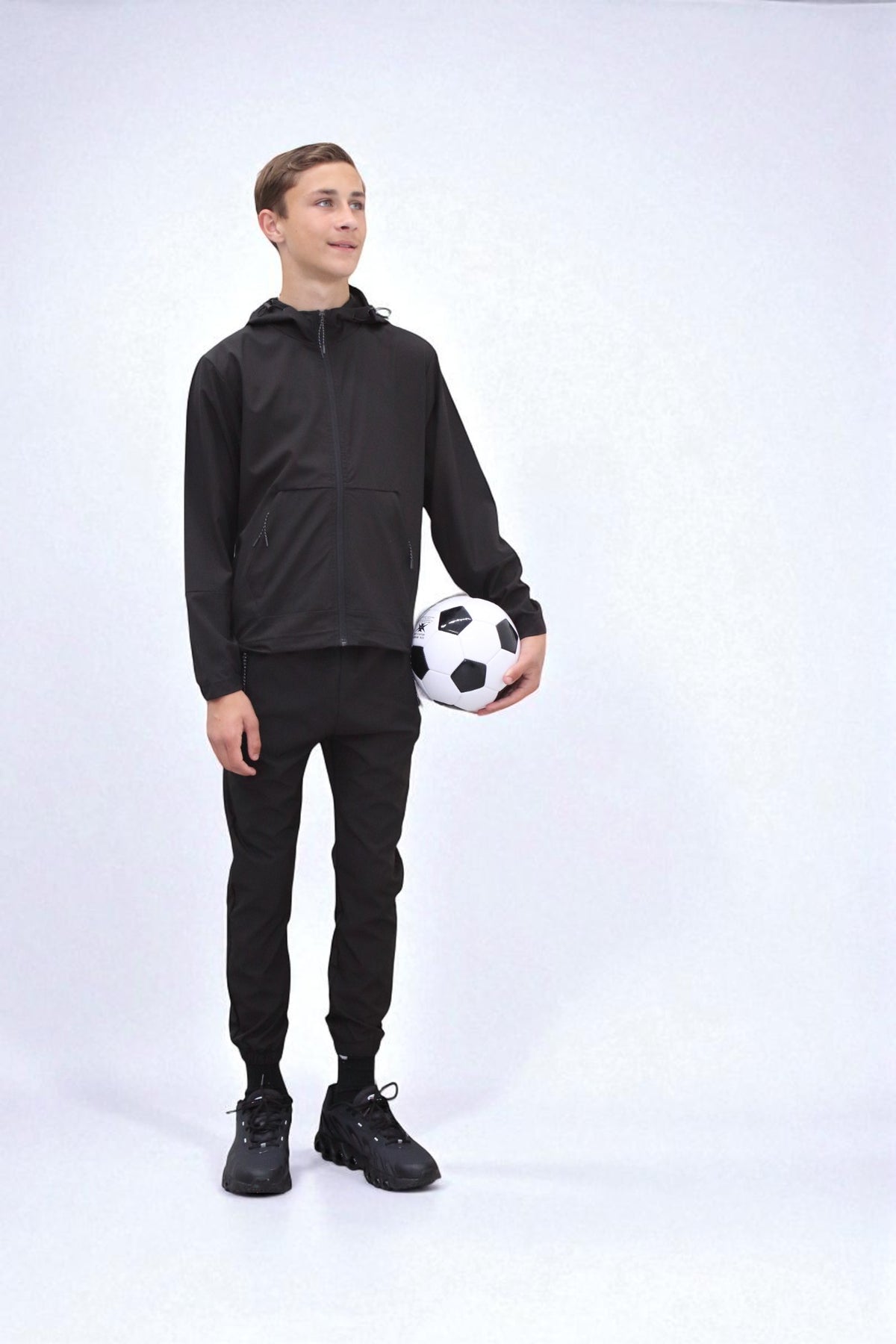 Troy Premium Nylon Winder Breaker Tracksuit Set BJ07N in Black