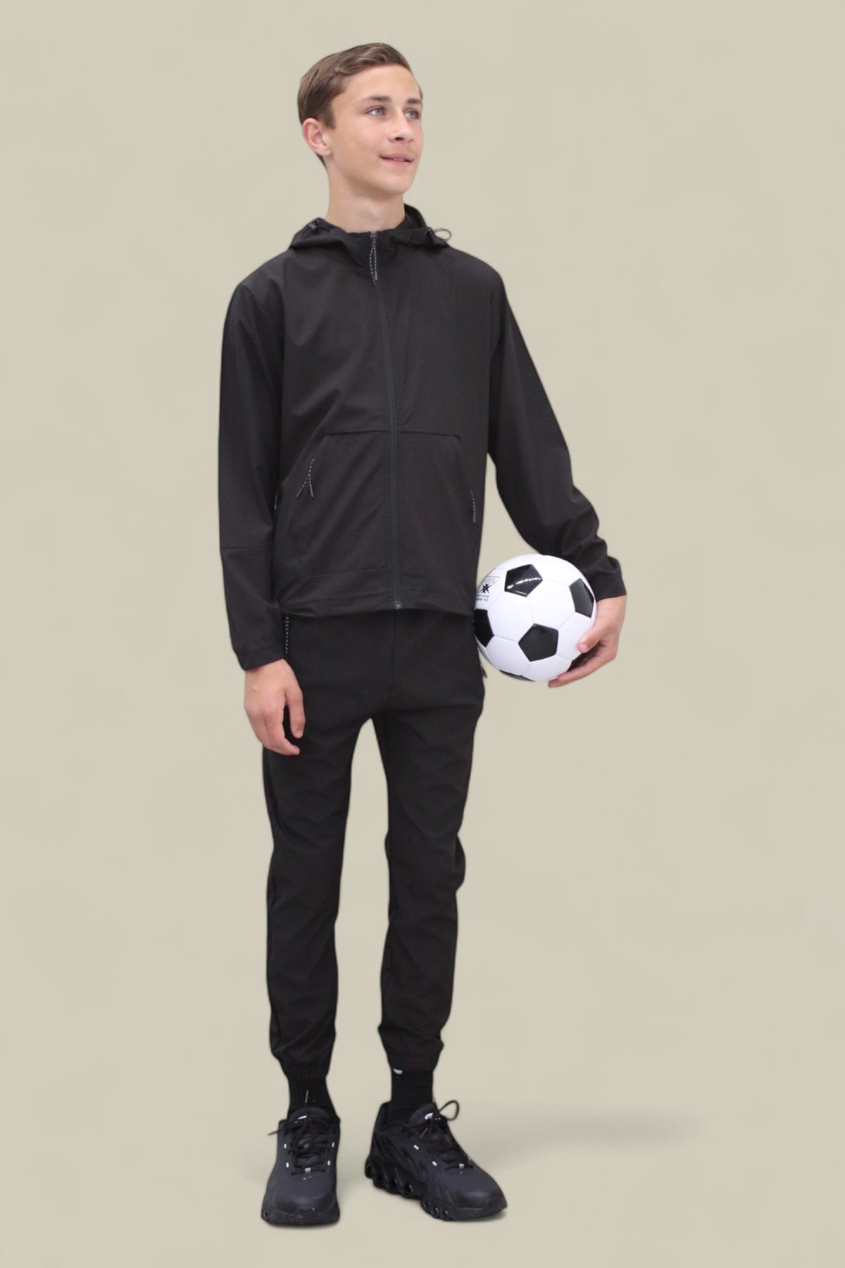 Troy Premium Nylon Winder Breaker Tracksuit Set BJ07N in Black