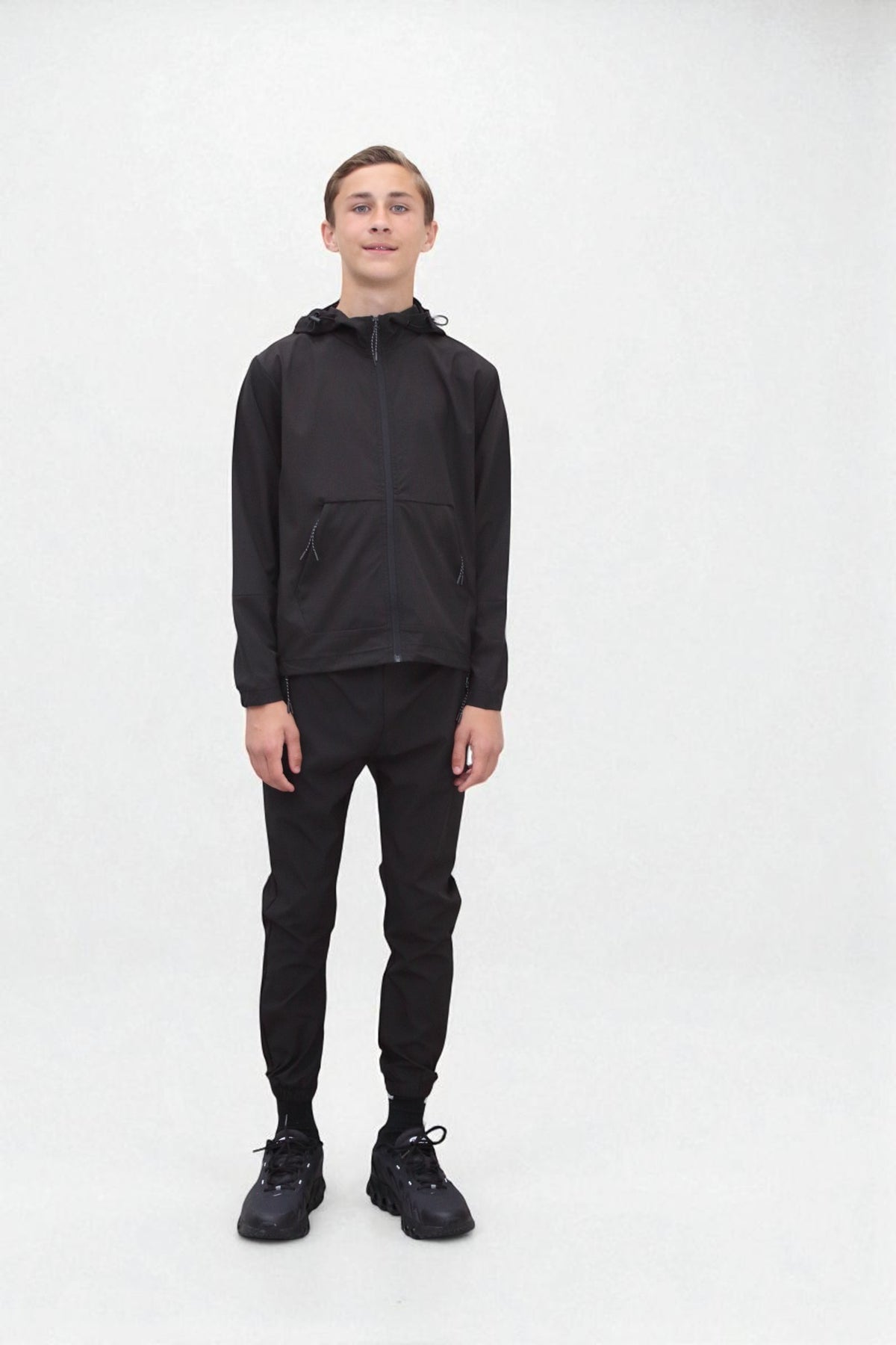 Troy Premium Nylon Winder Breaker Tracksuit Set BJ07N in Black