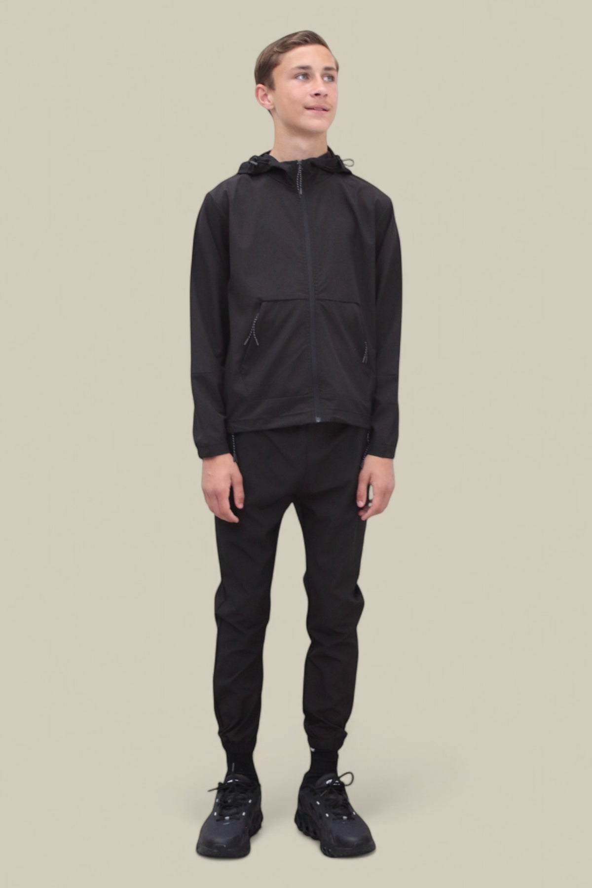 Troy Premium Nylon Winder Breaker Tracksuit Set BJ07N in Black