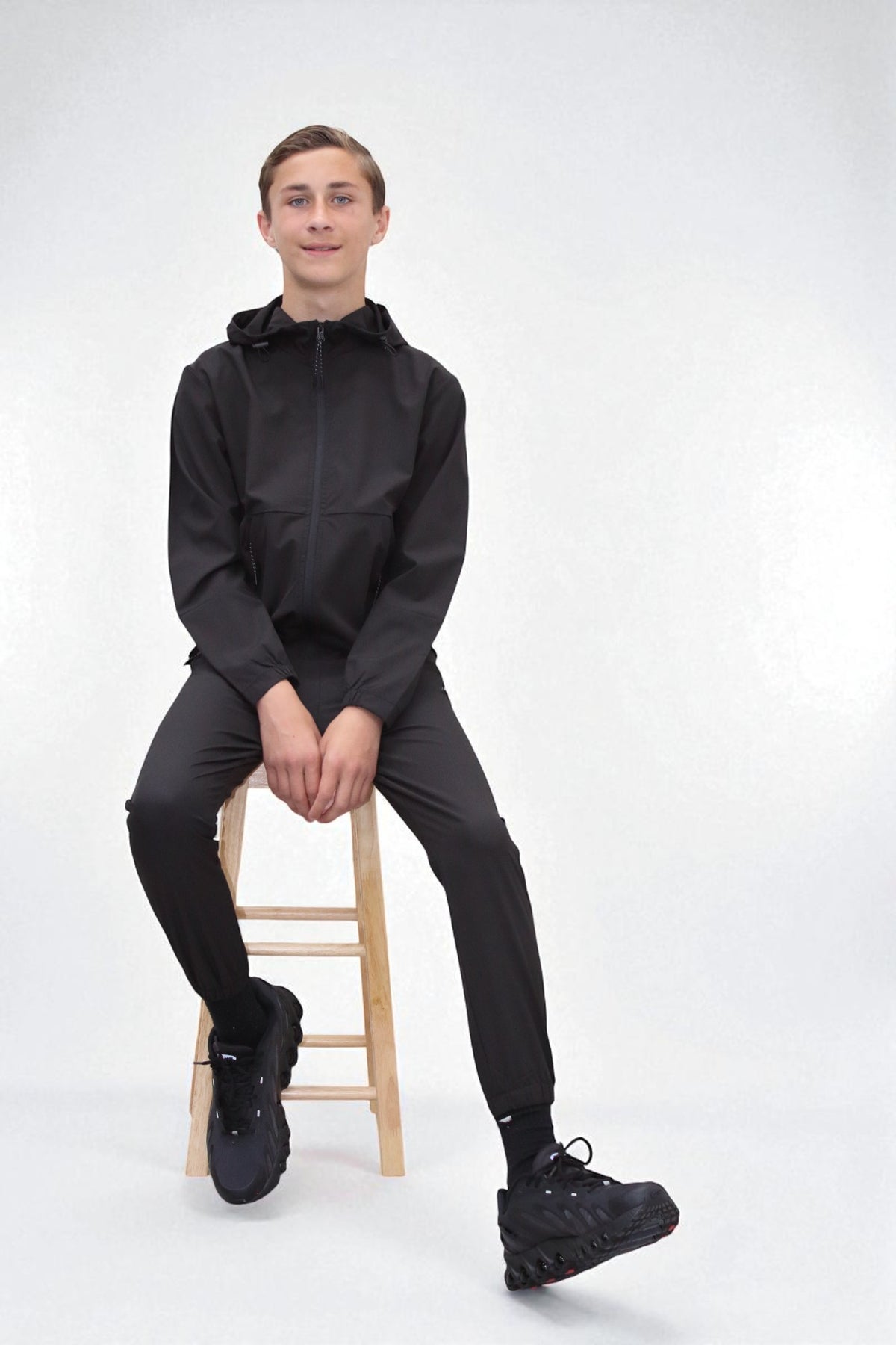 Troy Premium Nylon Winder Breaker Tracksuit Set BJ07N in Black