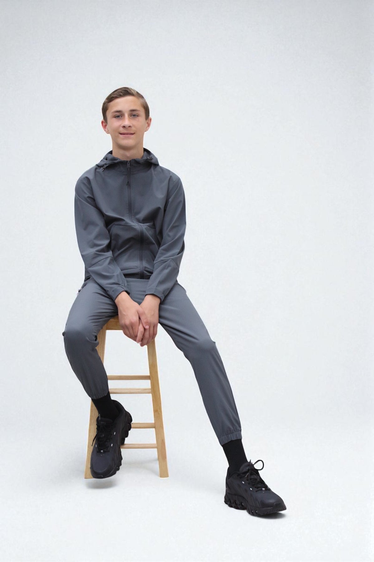Troy Premium Nylon Winder Breaker Tracksuit Set BJ07N in Slate Grey