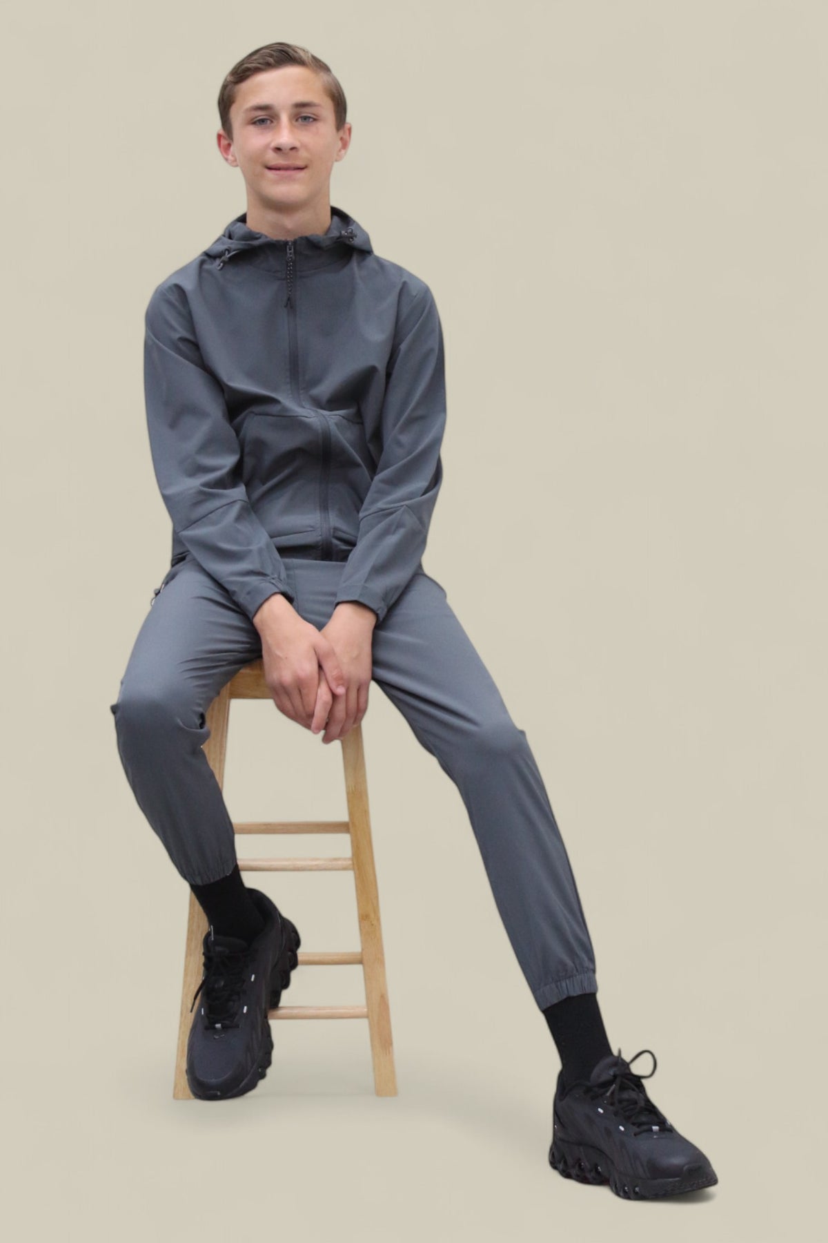 Troy Premium Nylon Winder Breaker Tracksuit Set BJ07N in Slate Grey