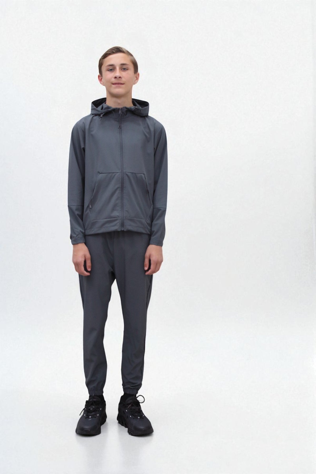 Troy Premium Nylon Winder Breaker Tracksuit Set BJ07N in Slate Grey