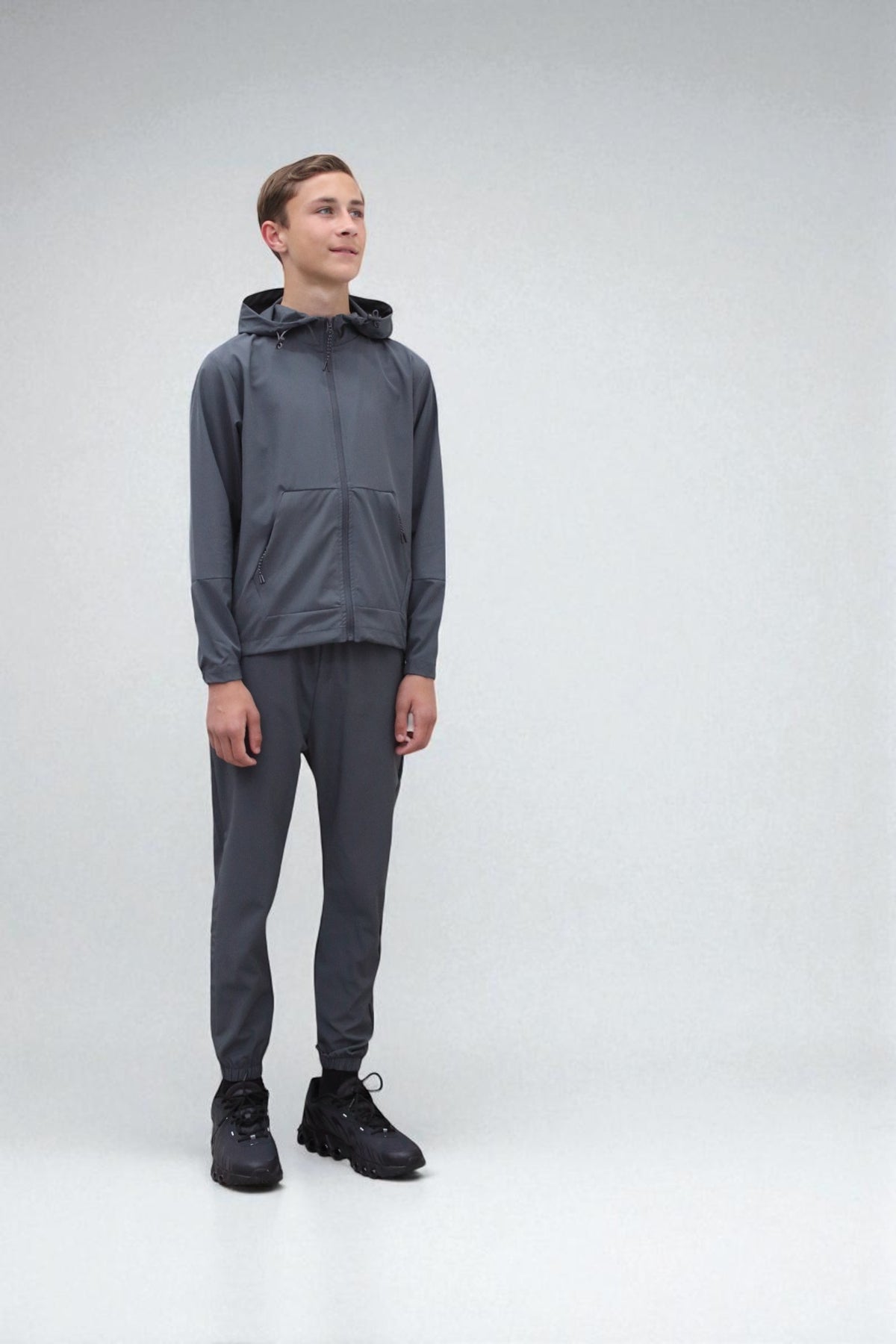 Troy Premium Nylon Winder Breaker Tracksuit Set BJ07N in Slate Grey