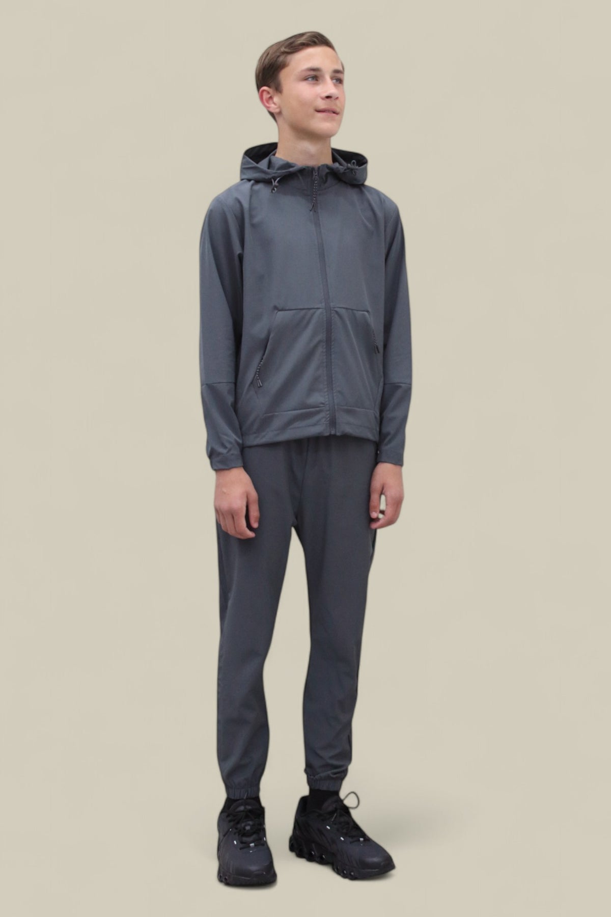 Troy Premium Nylon Winder Breaker Tracksuit Set BJ07N in Slate Grey