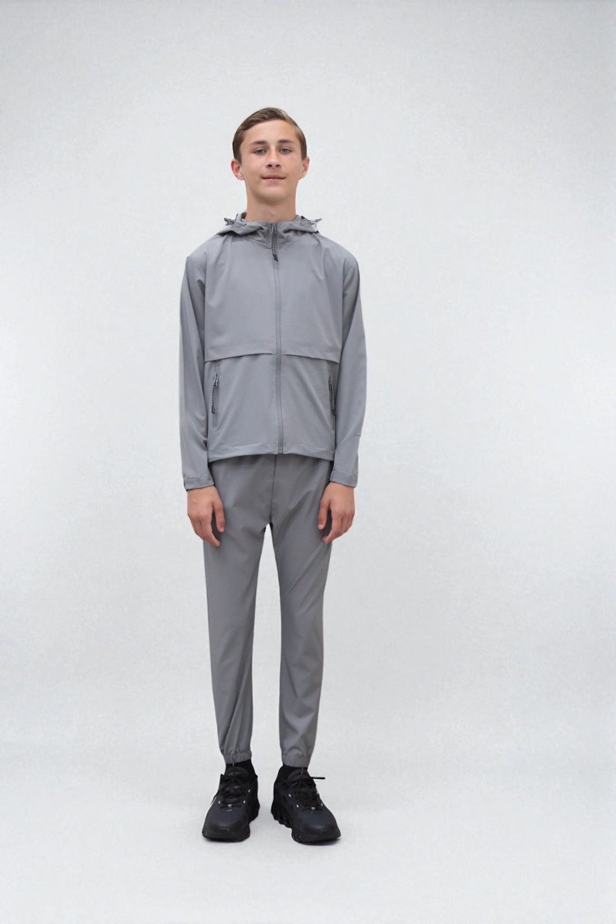 Teddy Premium Nylon Flap Tracksuit Set BJ14N in Grey