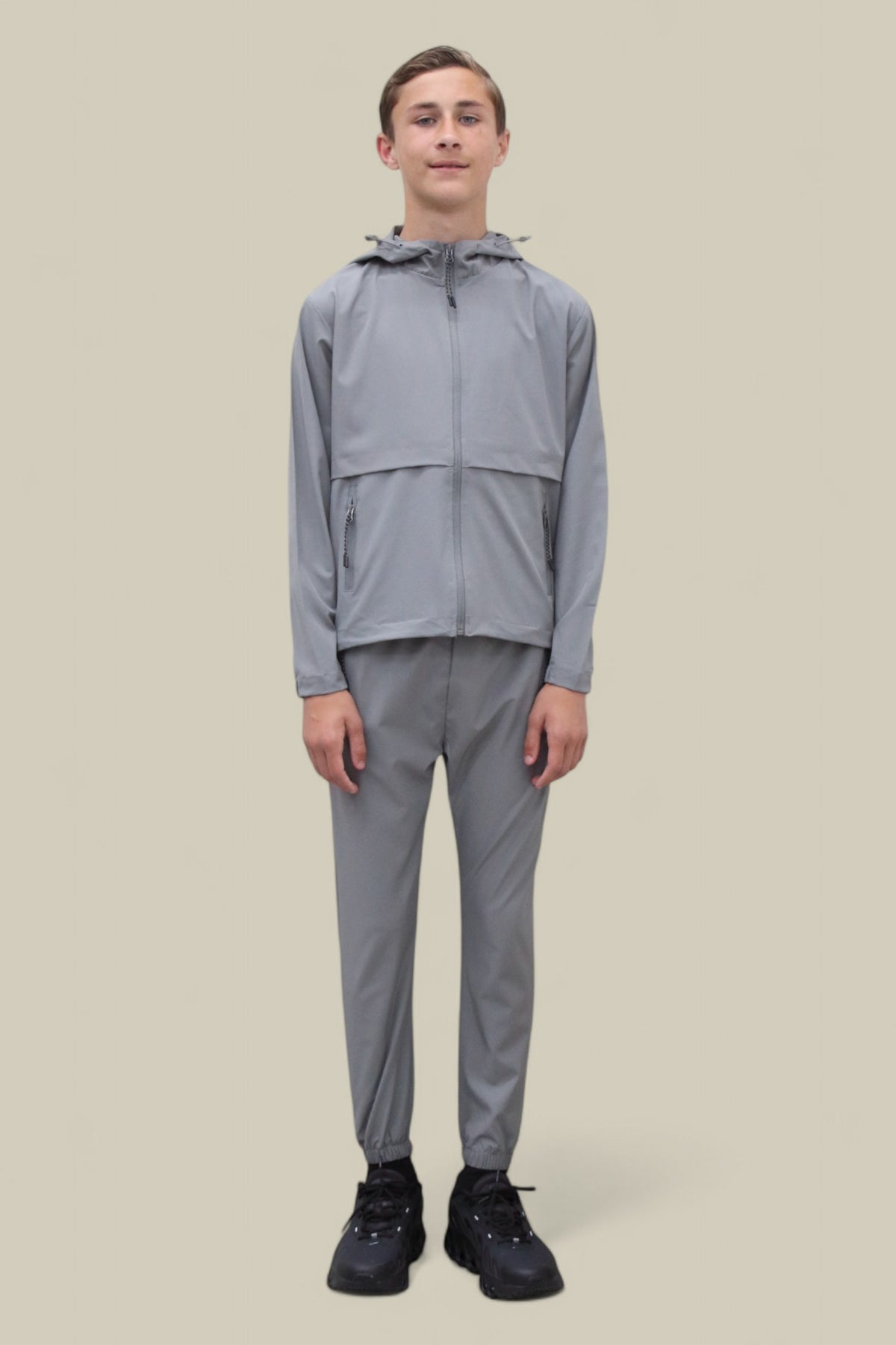 Teddy Premium Nylon Flap Tracksuit Set BJ14N in Grey