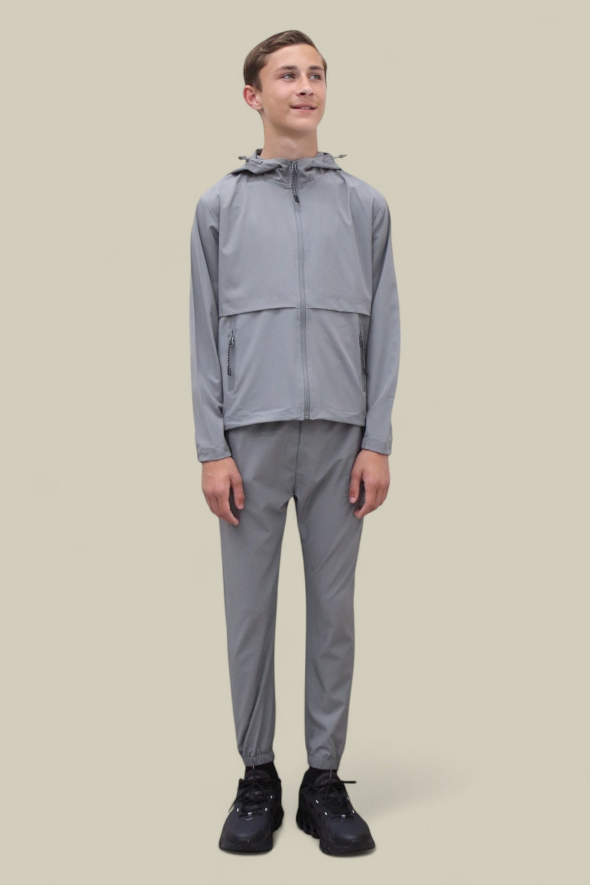 Teddy Premium Nylon Flap Tracksuit Set BJ14N in Grey